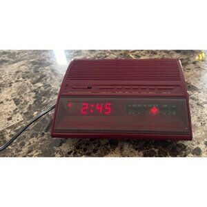 Cranberry Red Sonic Retro AM/FM Digital Alarm Clock Radio CRX-7R With LED Displa
